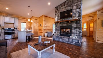 TV, fireplace, video games, DVD player