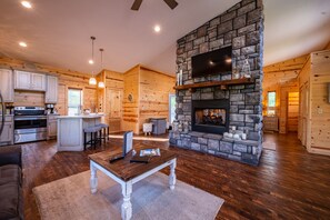 TV, fireplace, video games, DVD player