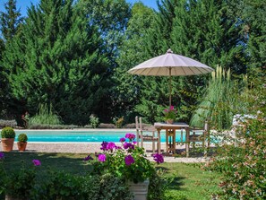 Outdoor pool - Heritage Mansion in Teillet With Private Pool (Teillet)