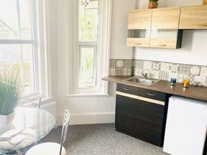 Apartment | Private kitchen | Fridge, electric kettle, toaster