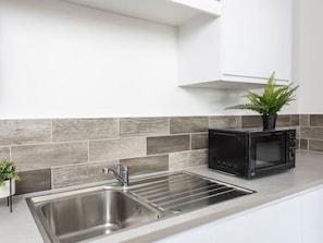 Fridge, microwave, oven, electric kettle