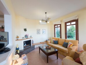 Villa | Living room - Restful Villa in Plaka With Private Pool, Roof Terrace, BBQ (Apokoronas)