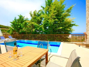 Pool - Villa, Private Pool, Seaview, in Beautiful Medieval Town Maroulas, NW Coast (Rethymno)