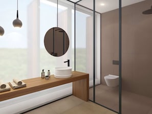 Villa | Bathroom | Hair dryer, towels, shampoo