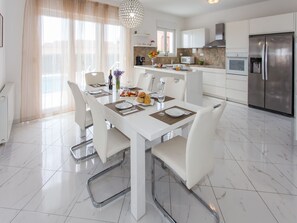 Dining - Modern Villa With Private Swimming Pool, Nice Garden With Roofed Terrace, BBQ (Vodice)
