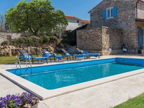 Outdoor pool - Beautiful Stone House With Large Garden and Private Pool (Sveti Lovrec)