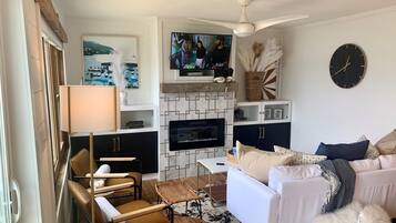 Smart TV, video games, DVD player, foosball