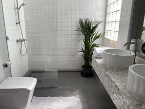 Dusche, Haartrockner, Bidet, Handtücher