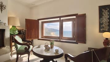 Apartment, 1 Bedroom, Terrace, Sea View | Living room | Fireplace