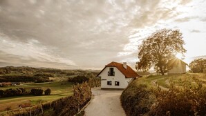 A white house with a red roof, a paved driveway, and a large tree to the right. - Vineyard cottage Zdolšek (Šmarje pri Jelšah)