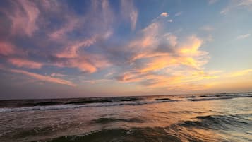 Plage à proximité, chaises longues, serviettes de plage