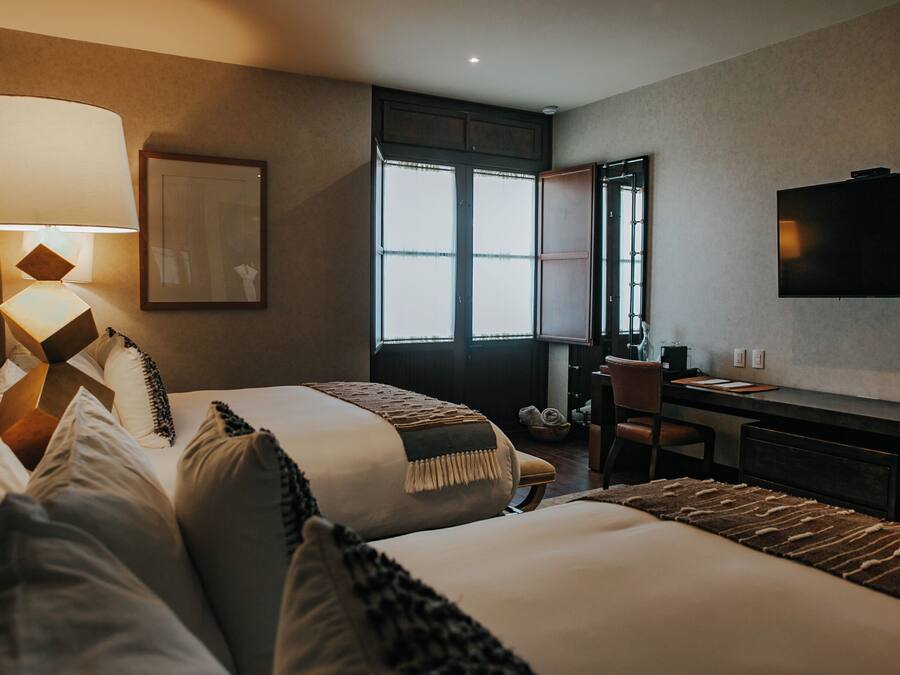 Junior Double Room, 2 Queen Beds, Vineyard View | Premium bedding, minibar, in-room safe, laptop workspace