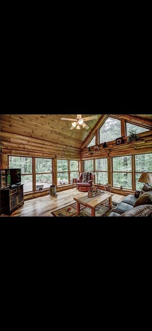 Smart TV, fireplace - Beautiful spacious secluded log home located feet from ATV/snowmobile Trails (Trego)