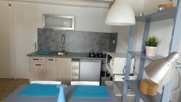 Réfrigérateur, micro-ondes, plaque de cuisson, cafetiÚre/bouilloire