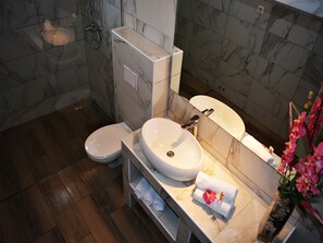 Dusche, Haartrockner, Handtücher
