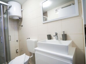 Apartment | Bathroom | Shower, hair dryer, towels