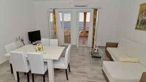 Living room - Two Fully Equipped First Floor Apartments With Private Terrace, Great sea View (Razanac)