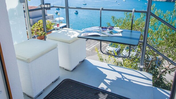 Balcony - Modern Studio in Rabac, With sea View, Beach Within Walking Distance (Labin)