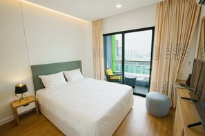 Luxury Apartment, 3 Bedrooms, Pool Access | Desk, laptop workspace, blackout curtains, iron/ironing board - Republic Plaza Serviced Apartment (Ho Chi Minh City)