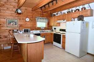 Casa, varias camas (Lazy Bear Retreat - Classic Cabin! ) | Cocina privada | Frigorífico, lavavajillas, cafetera o tetera y especias