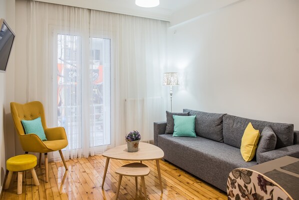 Apartemen, 1 kamar tidur | Ruang keluarga | TV layar datar, Netflix, dan layanan streaming