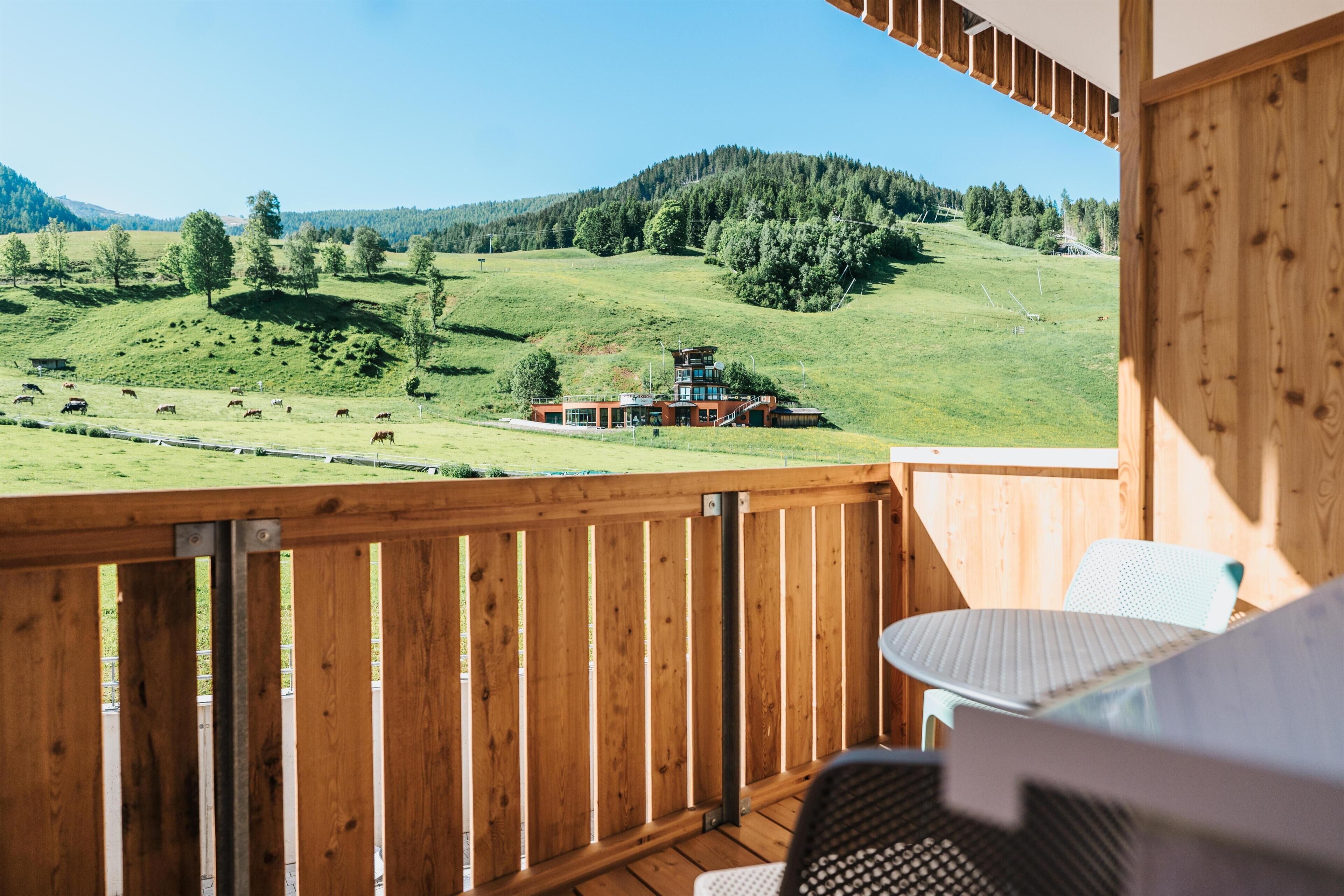 Panoramic-Doppel- oder -Zweibettzimmer, Balkon, Bergblick | Ausblick vom Zimmer