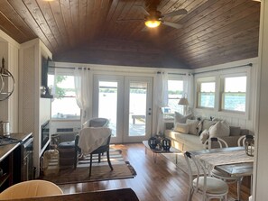 Smart TV, DVD player, books, video library