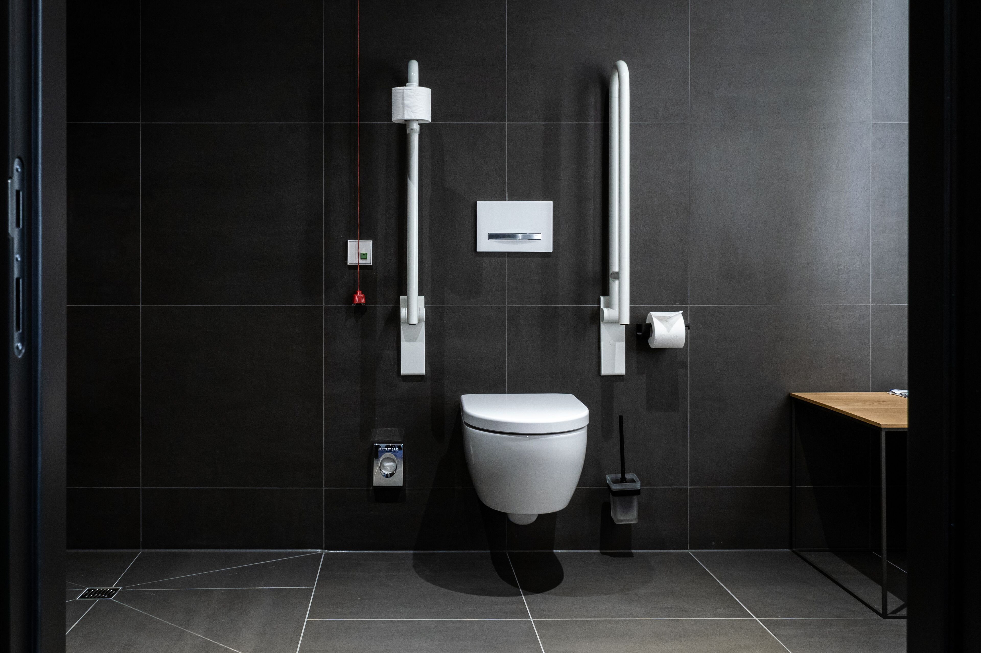 shower, hair dryer, bathrobes, slippers