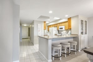 Fridge, microwave, oven, stovetop - Ocean One 207- Oceanfront 2nd Floor Condo (Hilton Head Island)
