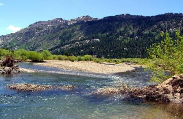 A river flowing through a mountainous landscape with clear water and rocky banks. - WWM 8 · 8 Fresh Air, Beautiful Views, Friendly Place WWM (Coleville)