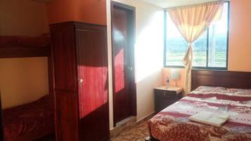 Desk, free WiFi, bed sheets