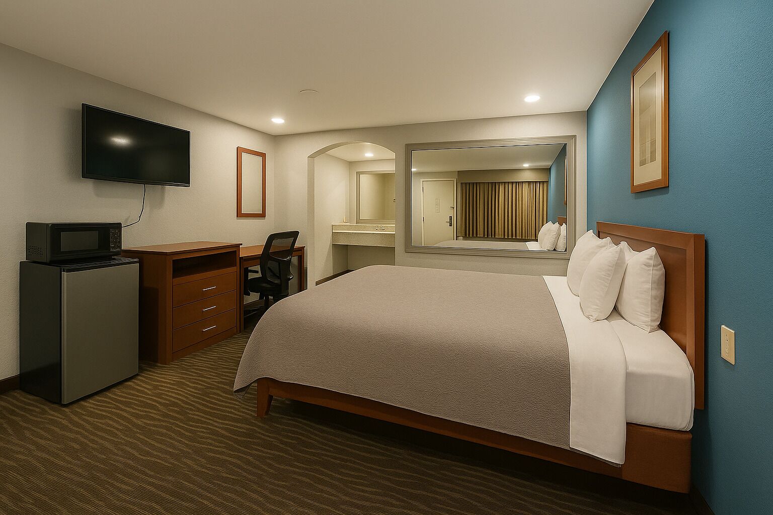 Skrivebord, skrivebord for bærbar PC og wi-fi (inkludert)