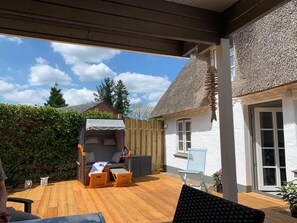Terrace/patio - Thatched cottage with sauna house in North Friesland (Schwabstedt)