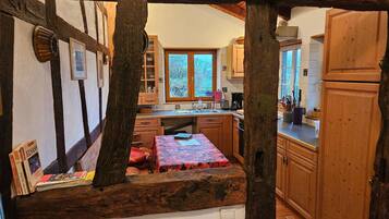 Fridge, microwave, oven, toaster