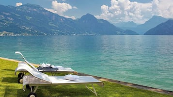 Private beach, beach umbrellas, rowing, fishing