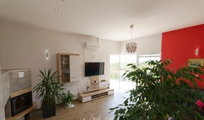 TV, fireplace, DVD player, stereo