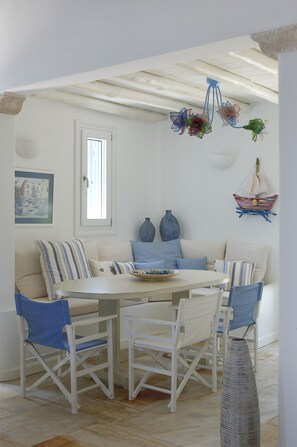 Family Villa, 4 Bedrooms, Sea View | In-room dining - Luxury Villa By The Beach by VillaRentalsgr (Andros)