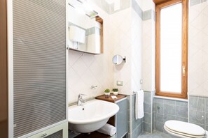 Shower, free toiletries, hair dryer, bidet