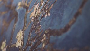 Un gros plan d’une surface texturée présentant des motifs et des dessins complexes.