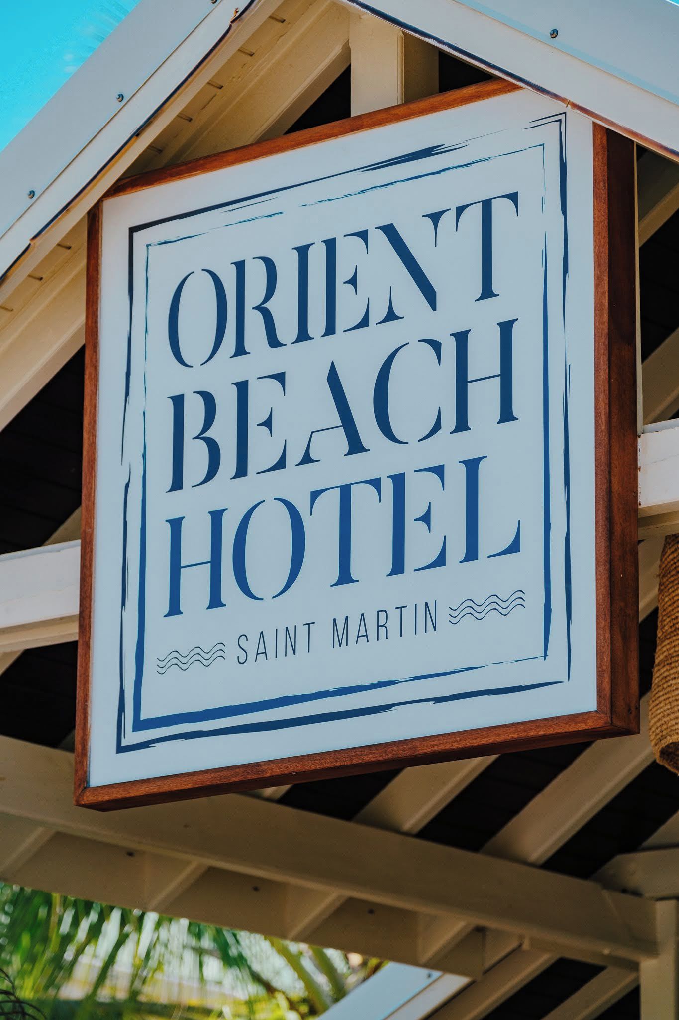 A sign for the Orient Beach Hotel in Saint Martin.