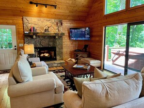 TV connectée, cheminée, lecteur de DVD