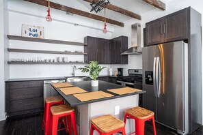 Fridge, microwave, oven, stovetop - The Lawrence Suite | Modern Charleston Gem (Charleston)