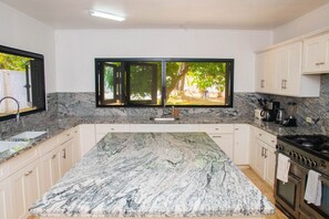 Fridge, microwave, oven, stovetop - Sencillo Beach Access Villa in Mammee Bay Estate (Ocho Rios)