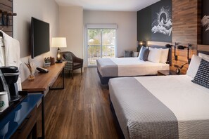 Premium bedding, down comforters, desk, blackout drapes
