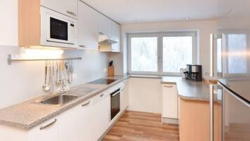 Kühlschrank, Mikrowelle, Herdplatte, Geschirrspüler