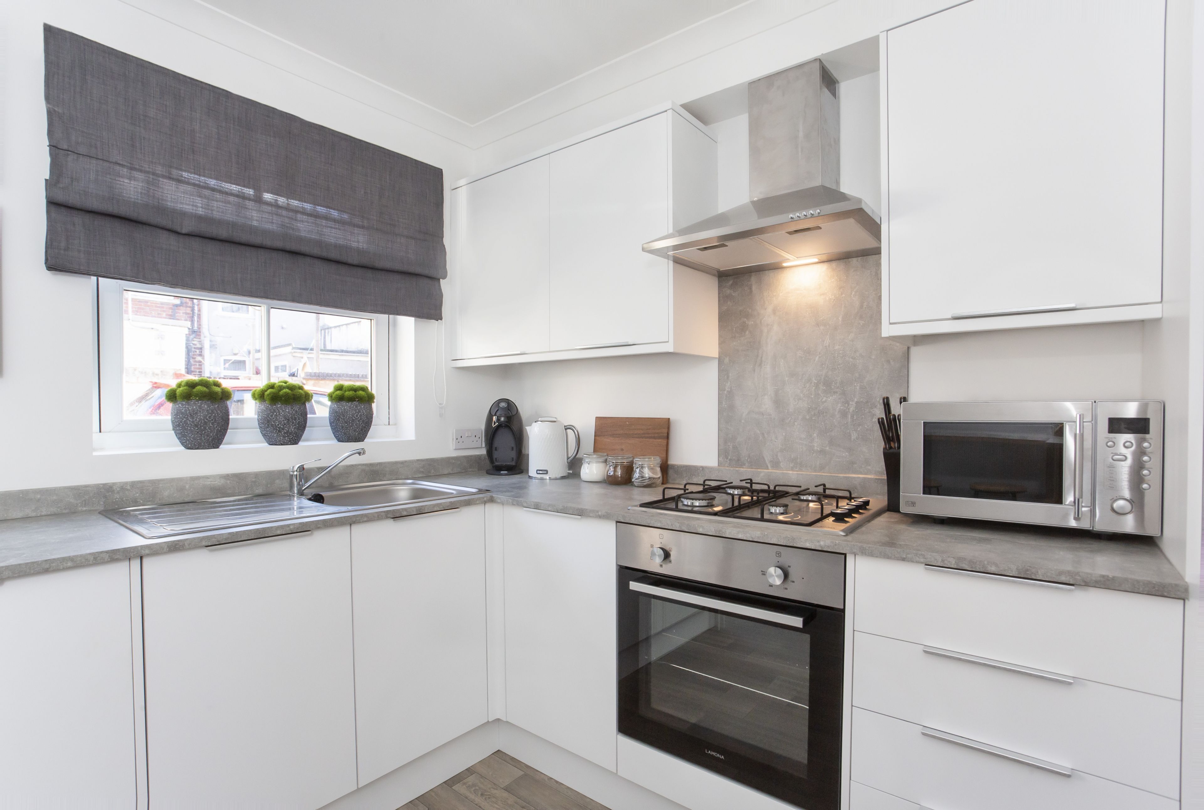 Fridge, microwave, oven, dishwasher