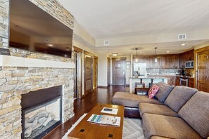 TV, fireplace, DVD player, table football