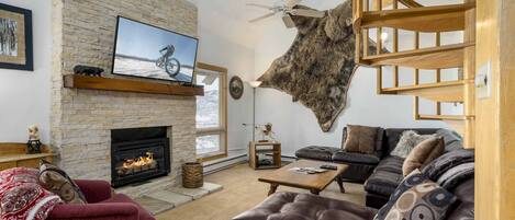 TV, fireplace