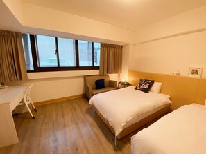 Economy Double or Twin Room (no parking) | Premium bedding, desk, blackout drapes, free WiFi - Huru House (Taichung)