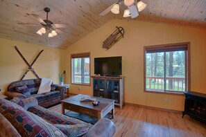 TV, fireplace, DVD player